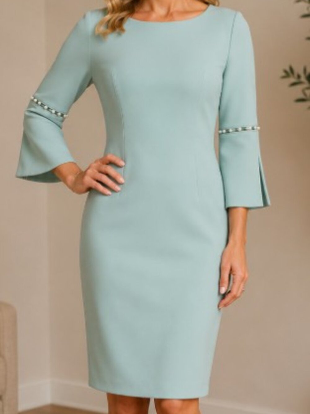 Calvin Klein Mint Green Long Sleeve Dress